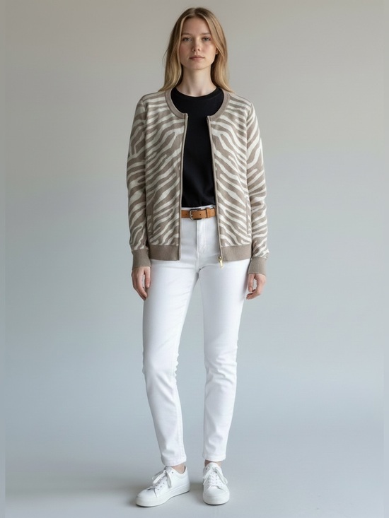 Banana Republic Sweaters - Banana Republic Merino Wool Animal Print Full Zip Sweater Jacket Size Medium